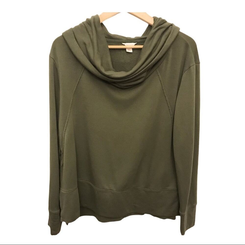 Caslon Olive Green Cowl Neck Sweatshirt Small